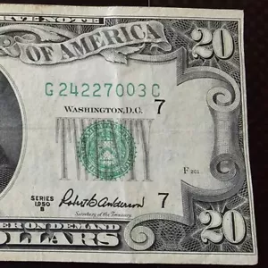 1950 Series B $20 Twenty Dollar Federal Reserve Note Miscut. Chicago FRB - Picture 1 of 11