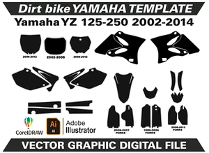 YAMAHA YZ 125 250 2002-2014 Template Vector Format Ai CDR EPS M9 - Picture 1 of 3