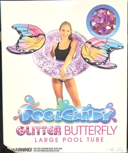 Tubo de piscina grande PoolCandy inflable brillo mariposa, brillo púrpura de 40 pulgadas - Imagen 1 de 3