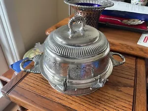 Victorian silver plated English cloche lidded condiment dish with glass insert - Picture 1 of 6