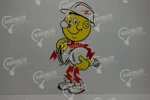 Reddy Kilowatt LINEMAN BULB WIRE UNDER ARM SINGLE SIDED Electric Die Cut SIGN - Picture 1 of 3