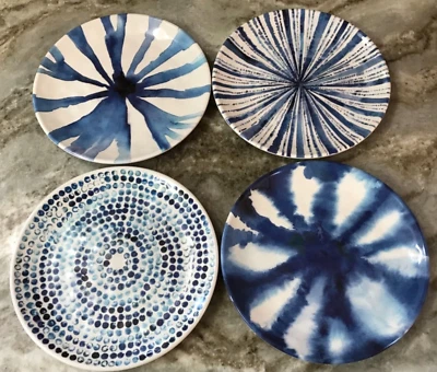 Platos de melamina azul cobalto o cuencos de pasta. Juego de 4. Abstracto. Tú eliges. Nuevo. Foto 1 de 2