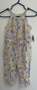 Old Navy Baby Girls 1-Piece Floral Print Rayon Jumpsuit, Yellow, 12-18 M, NWT