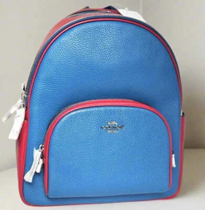 Coach Court Backpack CR768 Large Colorblock Blue Leather Zip ORG PKG - Picture 1 of 10