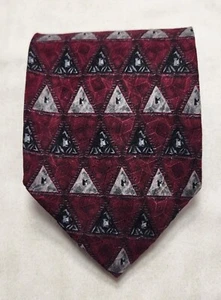 J. Z. Richards Men's Tie Silk Handmade America  Maroon With  Triangles - Picture 1 of 6