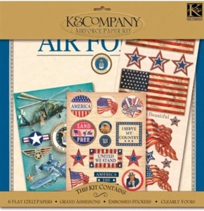 K&Company Military Scrapbook Kit Layouts, 12"x12" Air Force, Stickers, Paper - Picture 1 of 8