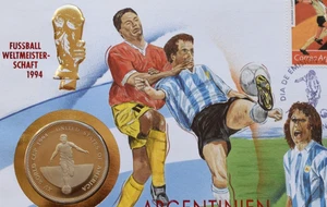 Argentina Football 1994 USA World Football Cup FIFA Stamp Coin Cover Maradona - Picture 1 of 7