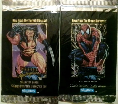 Lote 2 pacotes fechados MARVEL MASTERPIECES 1992 SkyBox - Imagem 1 de 2