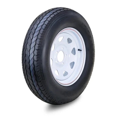 FC 拖车轮胎组件 ST175/80D13 6 层白色辐条轮辋 5 Lug on 4.5 — 第 1/2 张图片