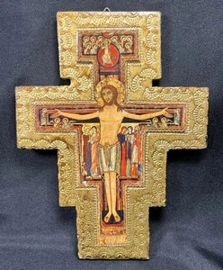 VTG JESUS HAND MADE SERIGRAPHY ICON ART ORTHODOX BYZANTINE CROSS 6 1/8” - Picture 1 of 21