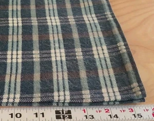 Vintage Green Brown Plaid Cotton FLANNEL Fabric 1 3/4 Yds x 44" wide - Picture 1 of 4