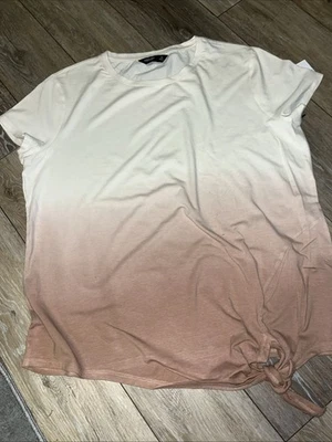 NUEVO CON ETIQUETAS Simply Vera Por Vera Wang Bronceado Y Crema Cuello Redondo Dobladillo Lateral X-Grande Foto 1 de 4