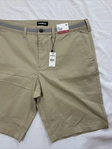 Express Herren 34 khaki Shorts neu mit Etikett Hyper Stretch schmal am Knie NEU $ 64 - Bild 1 von 9