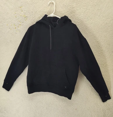 Sudadera Express Hombre Pequeña Negra Mezcla Algodón Cordón Capucha Pullover Ajuste Foto 1 de 4