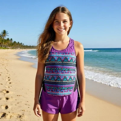 Nuevo con etiquetas Traje de baño Joe Boxer 2 piezas niñas 14,5 usa tu tono UPF 50 azul resplandor Foto 1 de 4