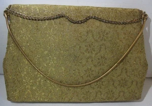 Ant Marked Josef France Golden Micro-beaded Reticule Clutch Purse High End - Picture 1 of 15