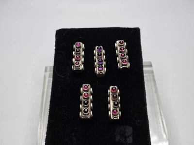 Amethyst Garnet Sterling Silver 925 Mini Brick Beads - Set of 5, 18.1 grams - Image 1 of 4