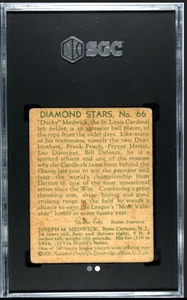 1934-36 Diamond Stars #66 Ducky Medwick HOF SGC Authentic - Bild 1 von 2