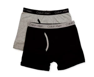 Calvin Klein Boys' Cotton Boxer Briefs 2pk, Black & Grey, M (8-10) - Picture 1 of 1