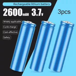 (3 Pack)3.7V 2600mAh High Output Li-ion Battery Rechargeable Battery Pointed Top - Picture 1 of 14