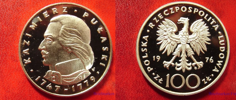 1976 Poland Silver Proof 100 ZL Pulaski-American Revolution General - Image 1 of 1