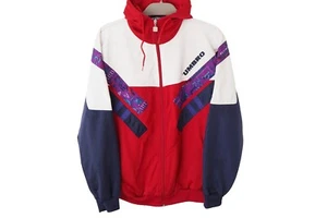 Vintage UMBRO Track Jacket Hooded Full Zip Cardigan Size M 90s sport windbreaker - Picture 1 of 5