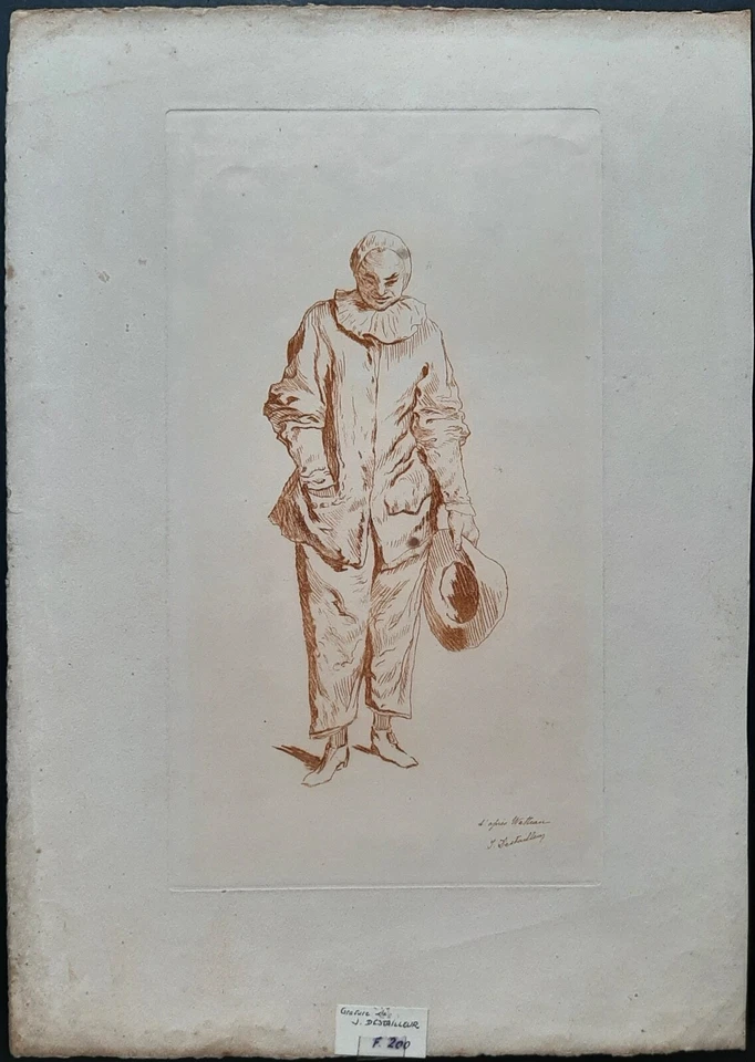 Pierrot découvert par J. Destailleur d'après Watteau 19ème - Photo 1/1