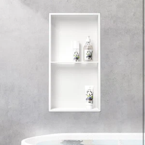 Bernkot Stainless Steel Shower Niche 24" X 12" Matte White No Tile Needed Wall - Picture 1 of 9