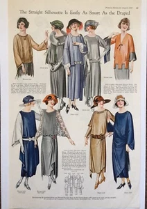 1922 Pictorial Review Print Ad Straight Silhouette Womens Fashion - Picture 1 of 7