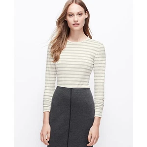 Ann Taylor - Pequeño (4-6) Blanco Rayas Joya Cuello Manga Larga (H) - Imagen 1 de 5