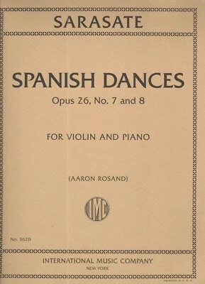 Sarasate Spanish Dances Opus 26, No. 7 and 8 for Violin & Piano Book Only - Image 1 of 2