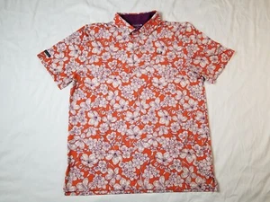 Good Good Golf Polo Herren Large Floral Orange AOP Stretch Performance Logo - Bild 1 von 12