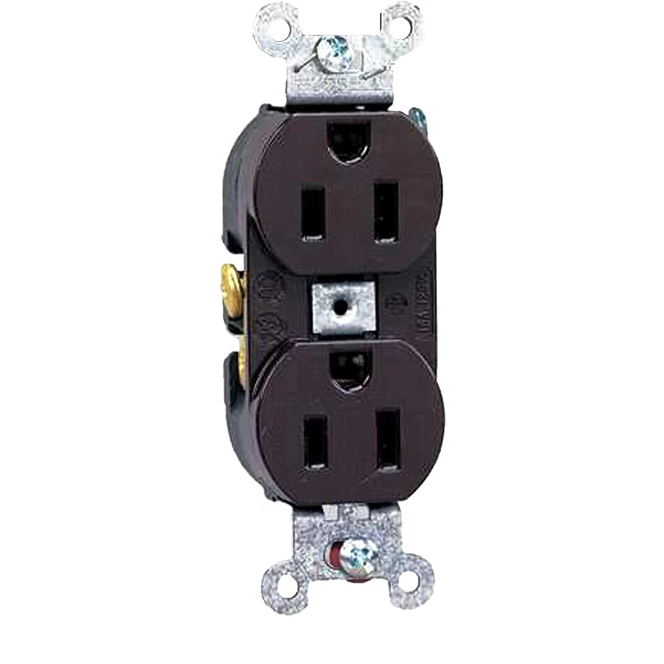 Paquete de 10 receptáculos Bryant CR15B 15A hoja recta dúplex grado especificado marrón nuevos Foto 1 de 1