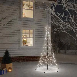 vidaXL Albero di Natale con Puntale Bianco Freddo 200 LED 180 cm - Foto 1 di 5