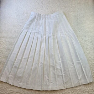 Lucia Vintage Skirt 10 White Pleated Midi Zip Fit Flare Summer Coastal Grandma - Picture 1 of 9