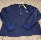 Sperry Top-Sider Shirt Mens Size Xl Pullover Henley Blue Brown Striped 3 Button