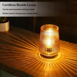 Batteries Night Lights Cordless Beside Lamp Decorative Lighting Glass Lamp - Picture 1 of 11