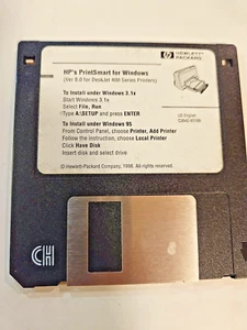 HP PrintSmart Windows DeskJet 400 Series 3.5" floppy Disk Ver 8.0 - Picture 1 of 3