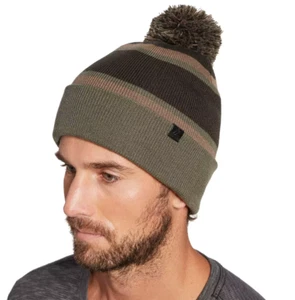 OSFM Herren Alpines Design Retro Streifen Bommel Beanie Waldgrün 100 % Acryl Neu mit Etikett - Bild 1 von 1