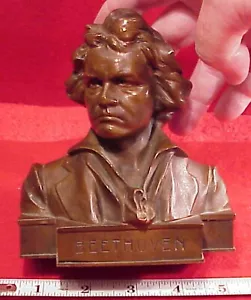 VINTAGE KOMPONIST BEETHOVEN BRONZEBÜSTE, SIGNIERT VON HANS MULLER, 5 1/4" - Bild 1 von 7