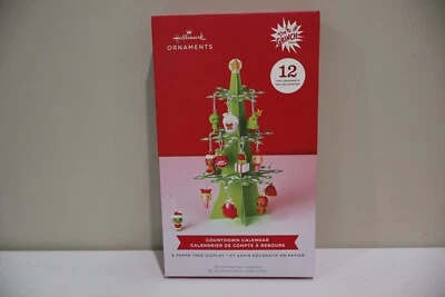 Hallmark The Grinch Countdown Calendar 12 Mini-Ornaments &Paper Tree Display NEW - Image 1 of 2
