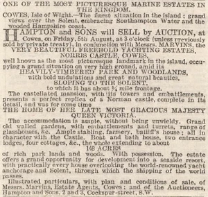 1904 Norris Castle In Cowes Isle Of Wight For Sale - Picture 1 of 1