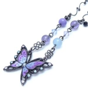 Anna Sui Schmetterling versilberte Halskette lila abgestuft/291303