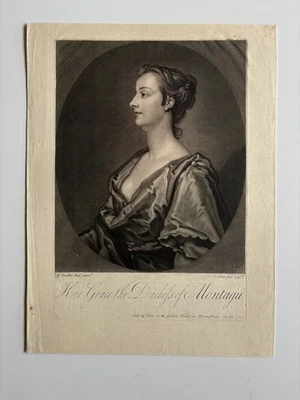 Antiguo Mezzotint 1740 - Su Gracia la Duquesa de Montagu, Noble Retrato  Foto 1 de 2