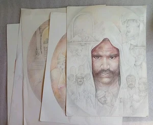 UNKNOWN ORIGINAL BOOK ILLUSTRATION ART PENCIL MICAWBER FINE BLACK AMERICANA - Picture 1 of 12