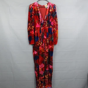 Farm Rio Jumpsuit Womens Medium Snake Garden Floral Velvet Floral Boho Colorful - Picture 1 of 12