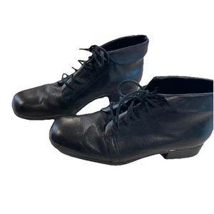 St Johns Bay Kerri Women Black Leather Ankle Laced Up Boots Size 9M  - Picture 1 of 6
