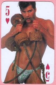 Chippendales 1991 Single Swap Playing Card, Male Dancer, Five of Hearts - NM - Picture 1 of 2