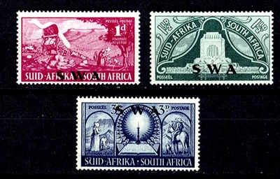 MONUMENTO VOORTREKKER SUROESTE DE ÁFRICA 1949 SC#163-65 KGVI, juego completo - MNH Foto 1 de 2