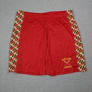 Vintage Maryland Terrapins Shorts Men Medium Red 90s Lacrosse Made in USA Mesh - Picture 1 of 8